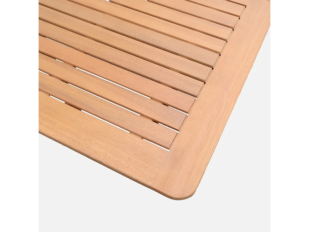 Table de jardin extensible bois d'eucalyptus + 6 assises 120/180cm kaki - Arbo + Almeria