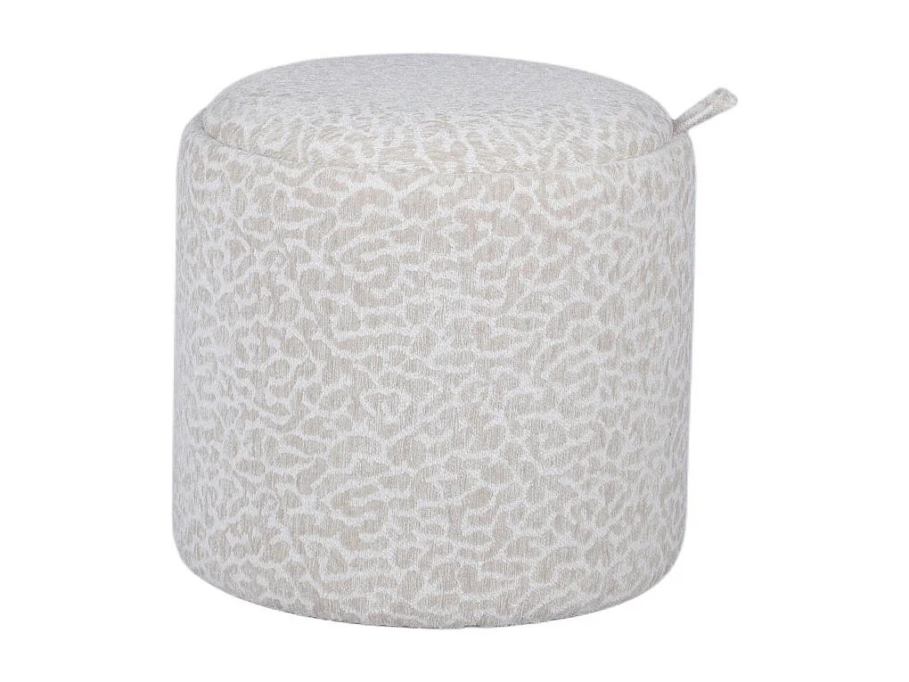 Zoé - Pouf avec rangement imprimé léopard convertible en table d'appoint ø40cm - Beige
