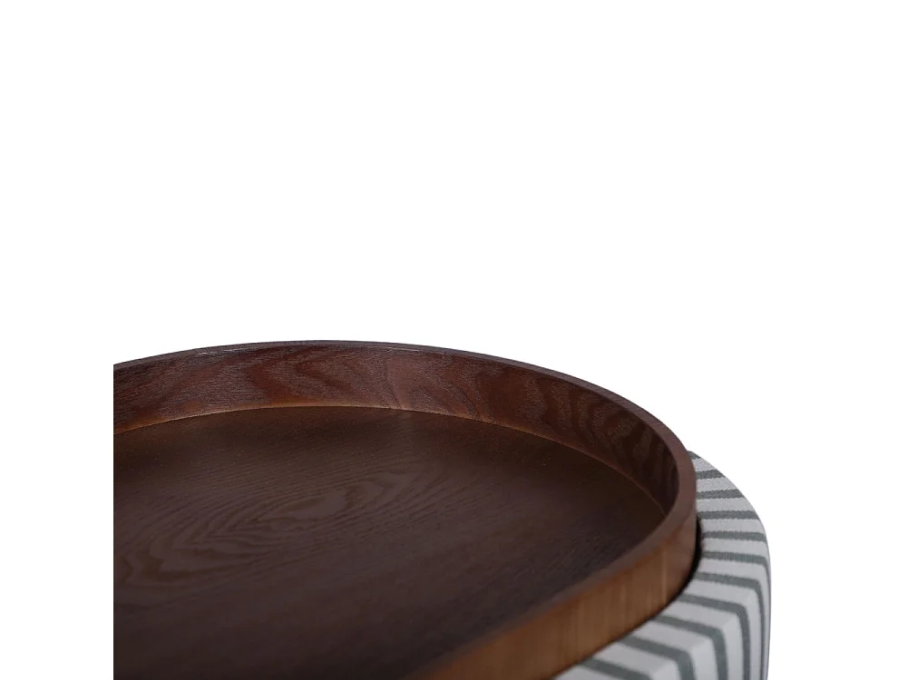 Zoé - Pouf avec rangement à rayures convertible en table d'appoint ø40cm - Vert