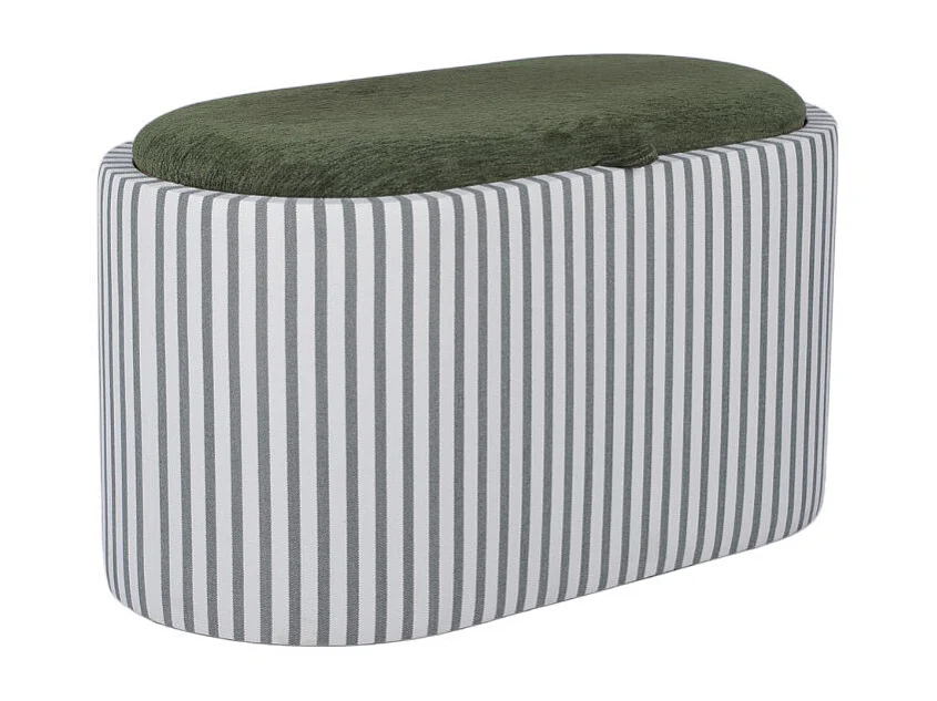 Zoé - Banc coffre à rayures convertible en table basse L77cm - Vert