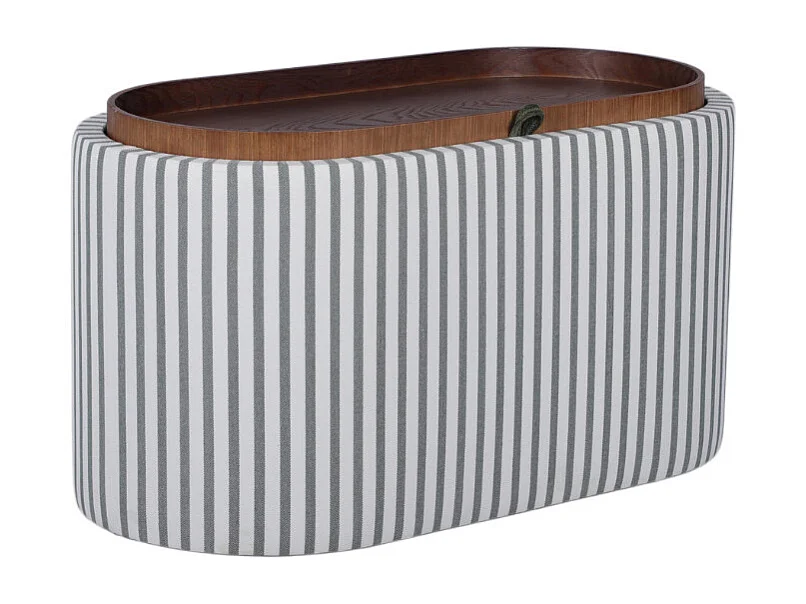 Zoé - Banc coffre à rayures convertible en table basse L77cm - Vert