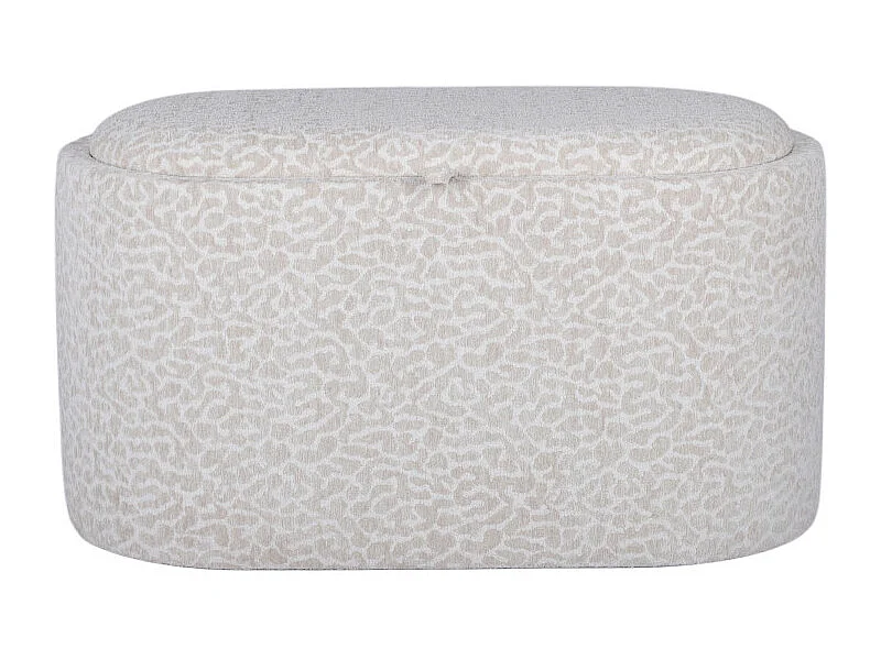 Zoé - Banc coffre imprimé léopard convertible en table basse L77cm - Beige