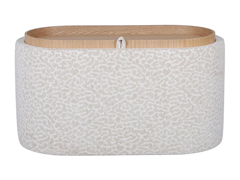 Zoé - Banc coffre imprimé léopard convertible en table basse L77cm - Beige