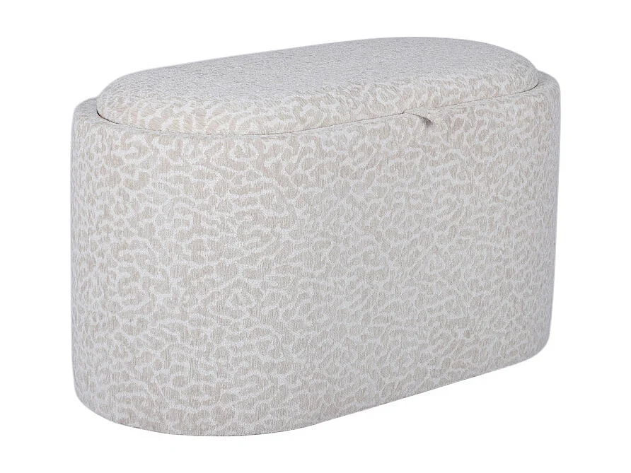 Zoé - Banc coffre imprimé léopard convertible en table basse L77cm - Beige