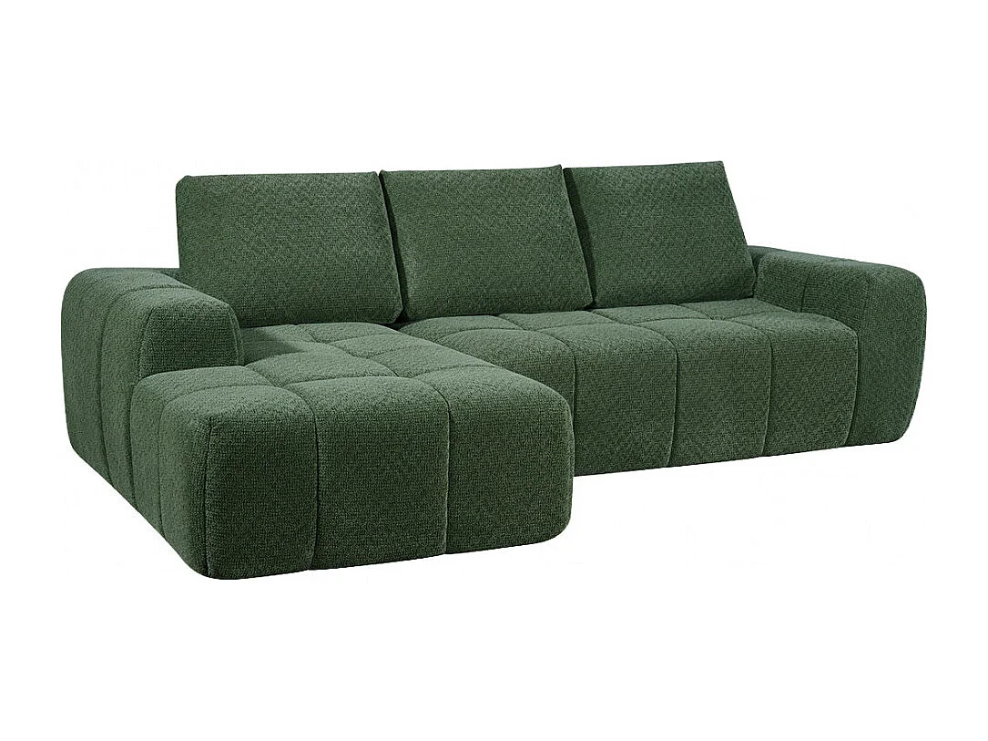 Louis - Canapé d'angle gauche compressé 3,5 places en tissu - Vert