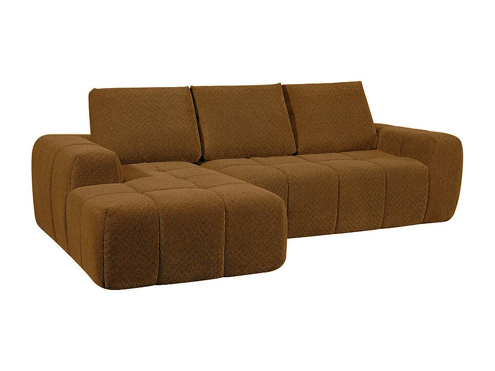 Louis - Canapé d'angle gauche compressé 3,5 places en tissu - Bronze