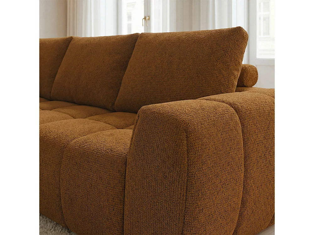 Louis - Canapé d'angle gauche compressé 3,5 places en tissu - Bronze