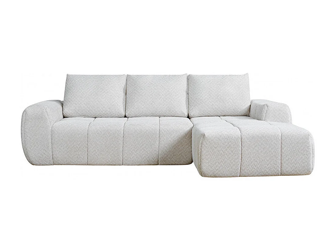 Louis - Canapé d'angle droit compressé 3,5 places en tissu - Beige