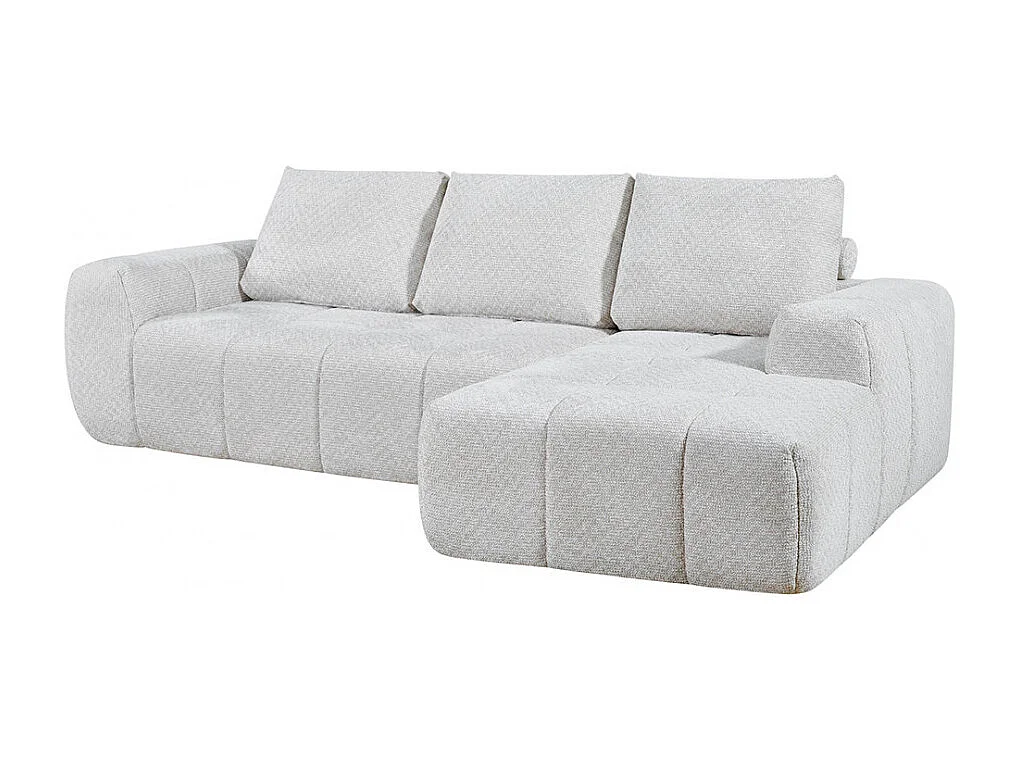 Louis - Canapé d'angle droit compressé 3,5 places en tissu - Beige