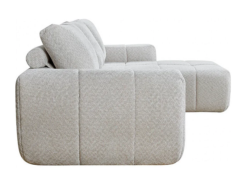 Louis - Canapé d'angle droit compressé 3,5 places en tissu - Beige