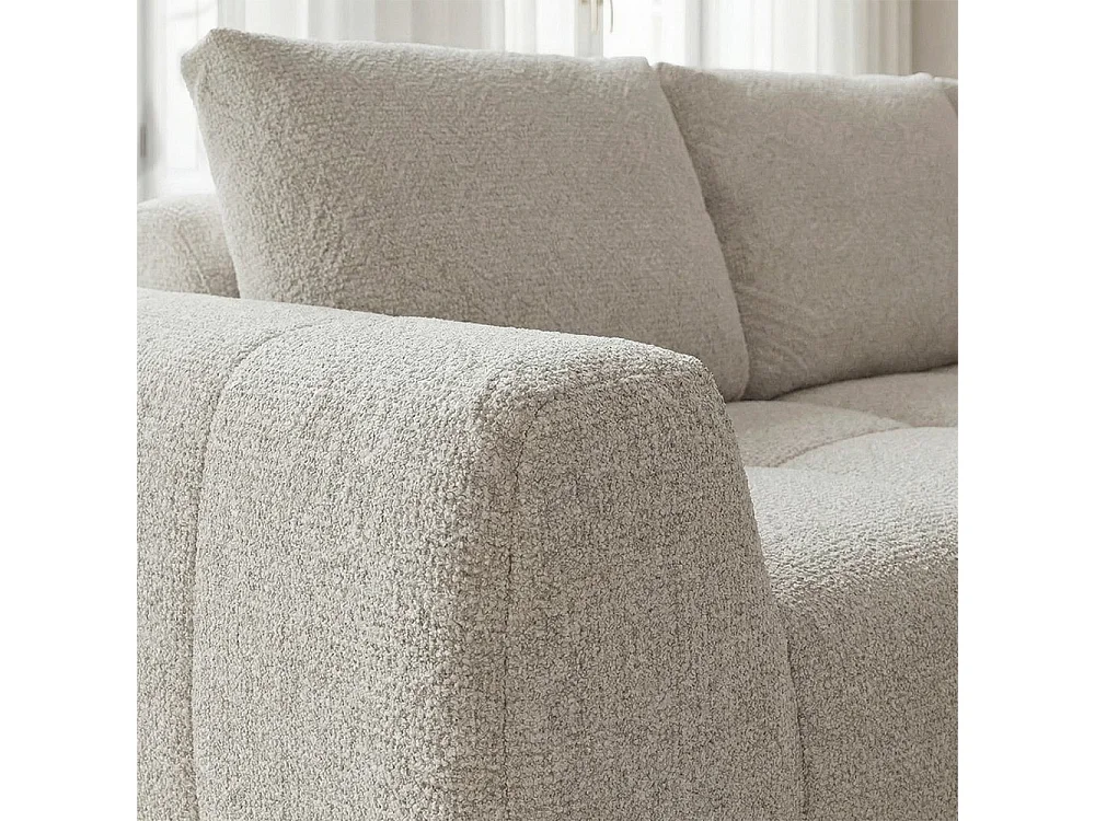 Louis - Canapé d'angle droit compressé 3,5 places en tissu - Beige