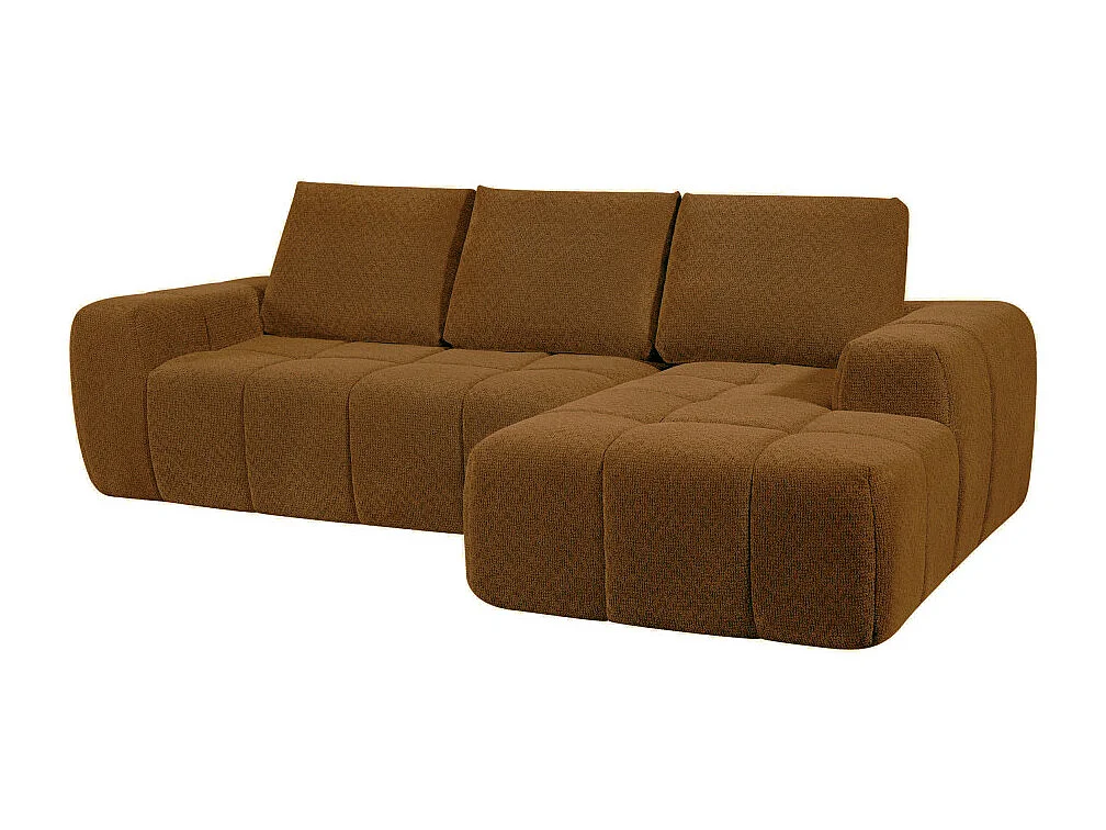 Louis - Canapé d'angle droit compressé 3,5 places en tissu - Bronze