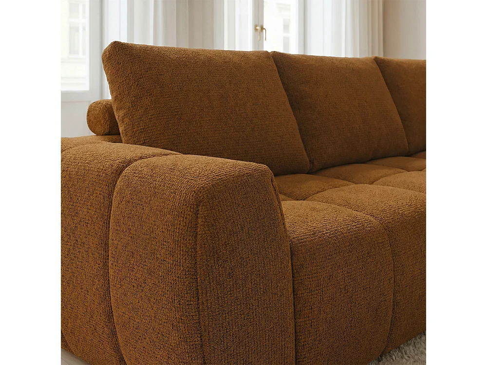 Louis - Canapé d'angle droit compressé 3,5 places en tissu - Bronze