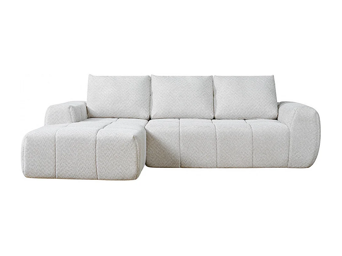 Louis - Canapé d'angle gauche compressé 3,5 places en tissu - Beige