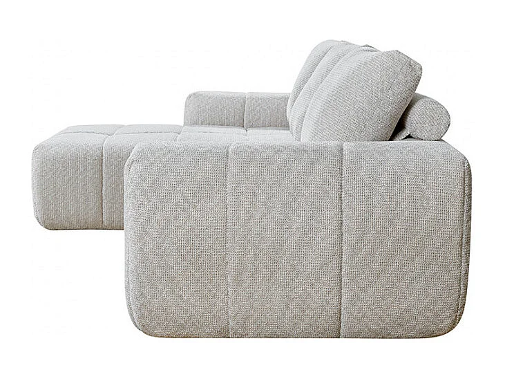 Louis - Canapé d'angle gauche compressé 3,5 places en tissu - Beige