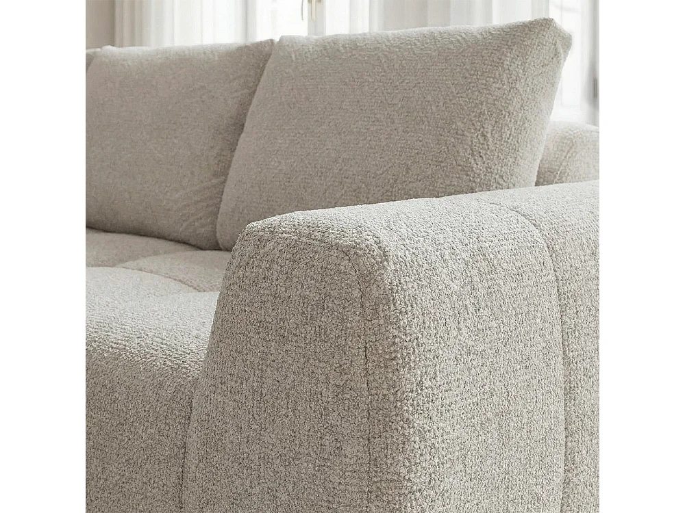 Louis - Canapé d'angle gauche compressé 3,5 places en tissu - Beige