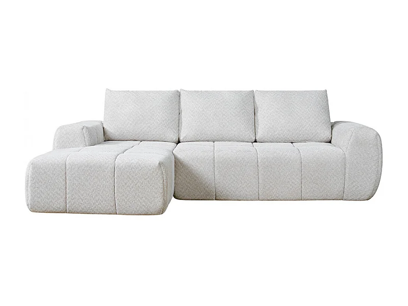 Louis - Canapé d'angle gauche compressé 3,5 places en tissu - Beige