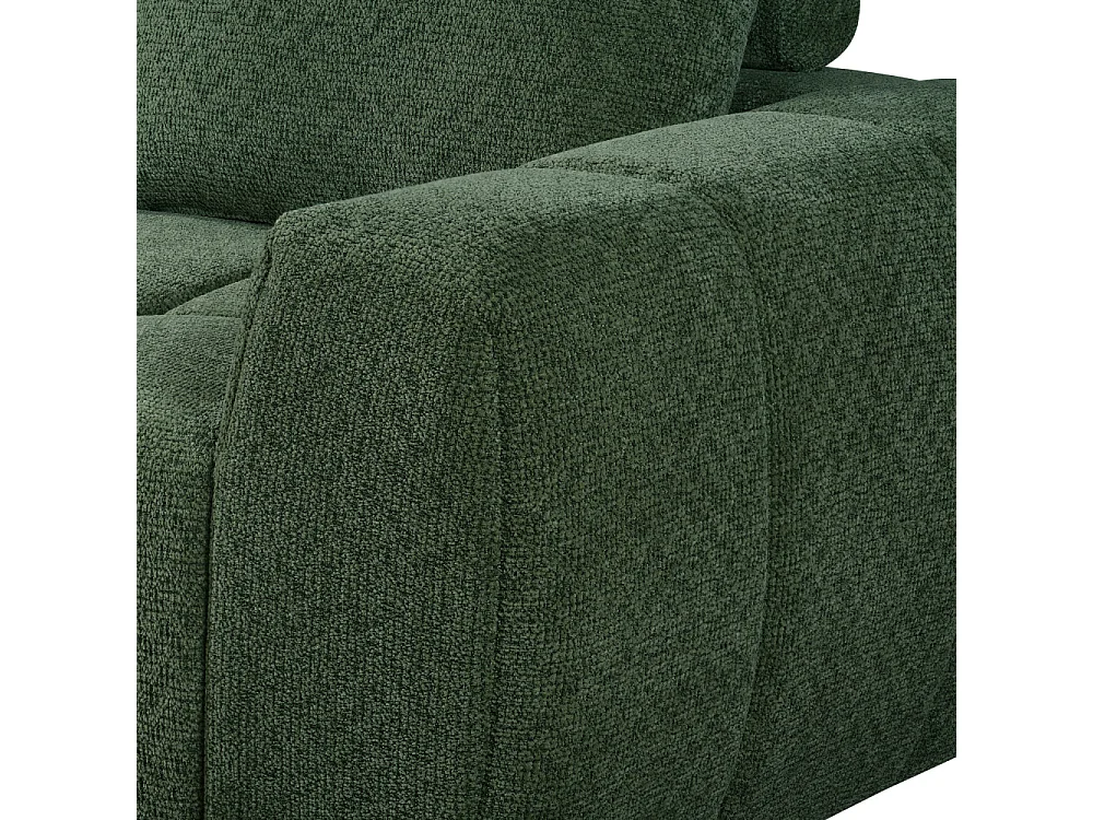 Louis - Canapé d'angle droit compressé 3,5 places en tissu - Vert