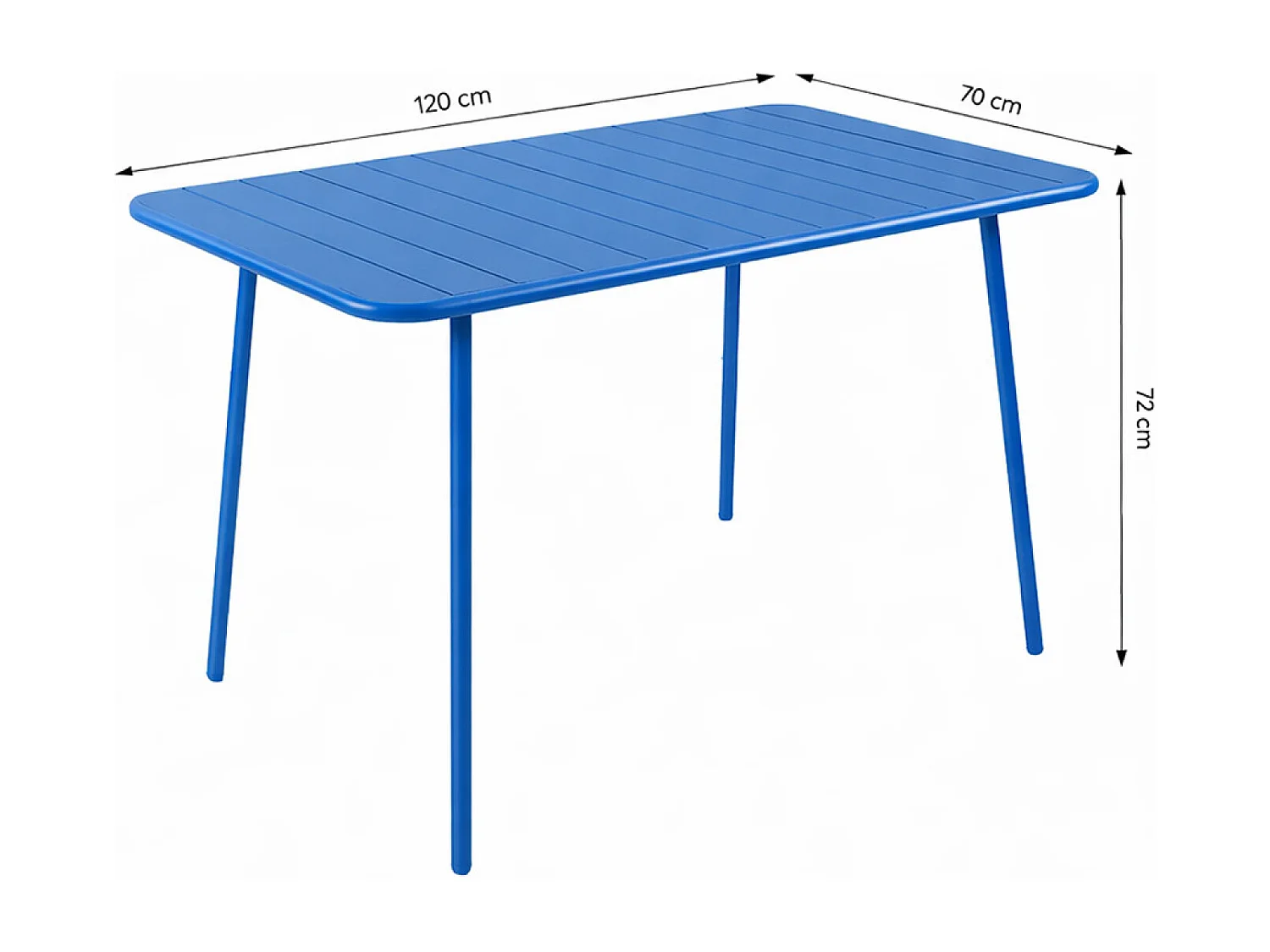 Ensemble table de jardin 120 cm et 4 chaises bleu BERGAME
