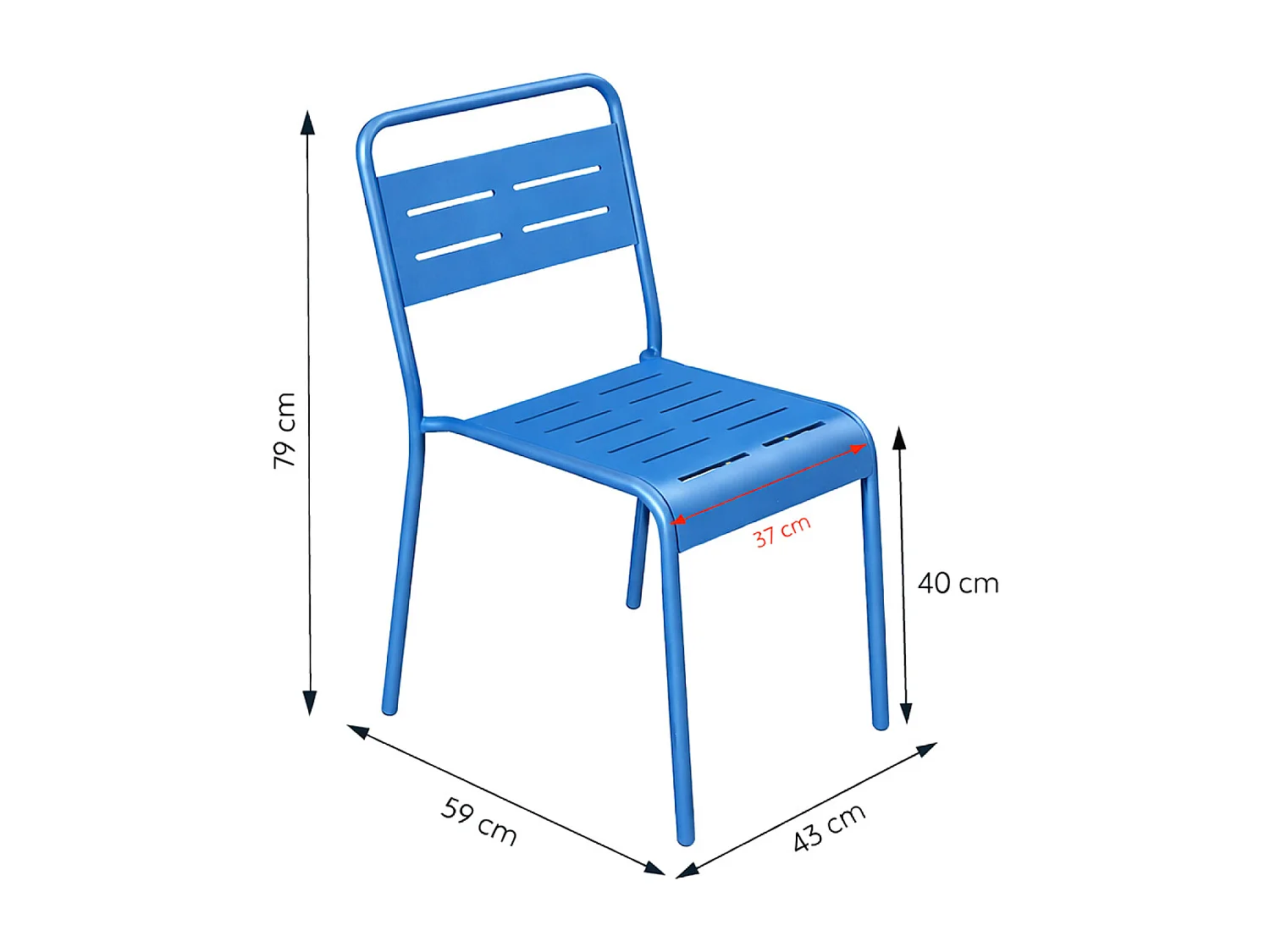 Ensemble table de jardin 120 cm et 4 chaises bleu BERGAME