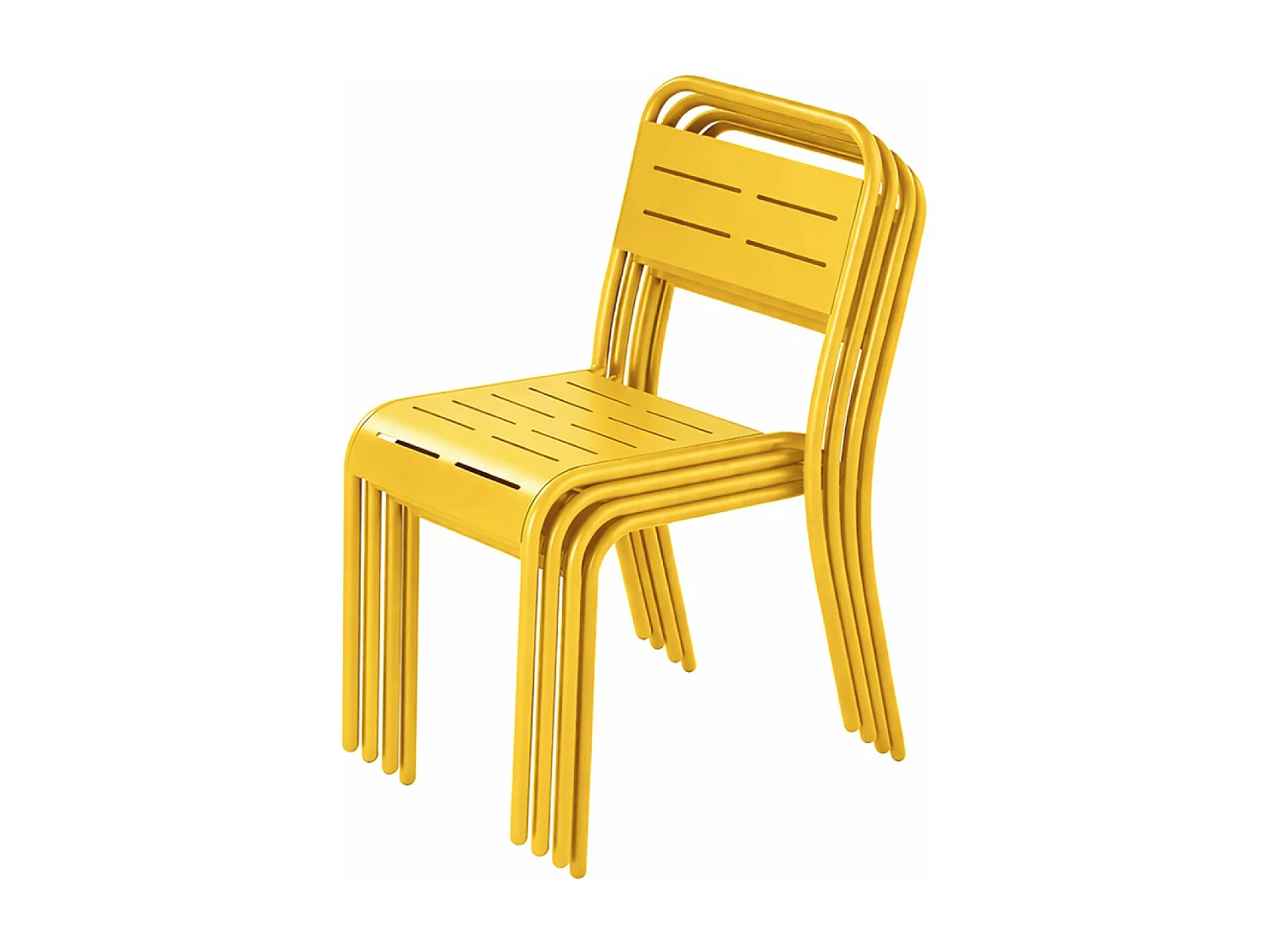 Ensemble table de jardin carrée 70cm et 4 chaises jaune BERGAME