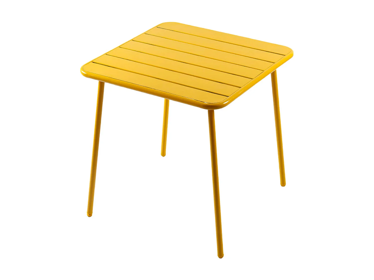 Ensemble table de jardin carrée 70cm et 4 chaises jaune BERGAME
