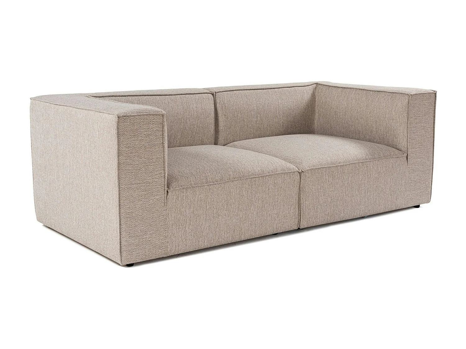 Canapé en lin 2 places beige, accoudoirs blocs COLLIOURE