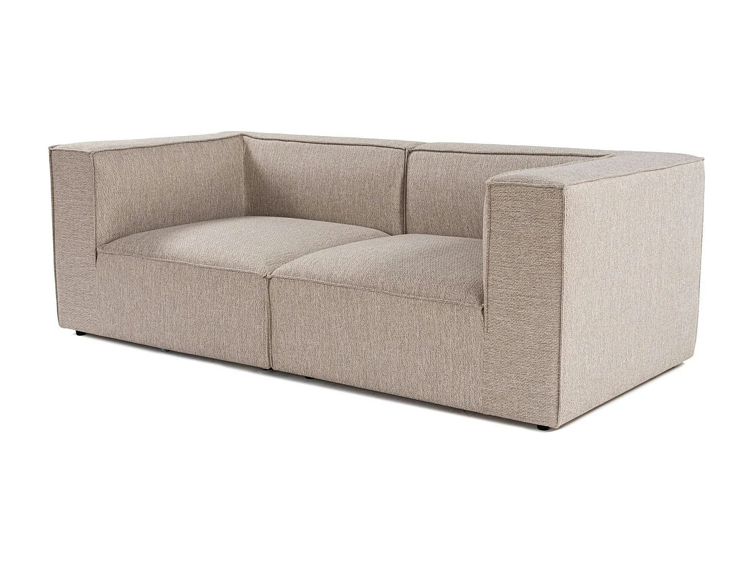 Canapé en lin 2 places beige, accoudoirs blocs COLLIOURE