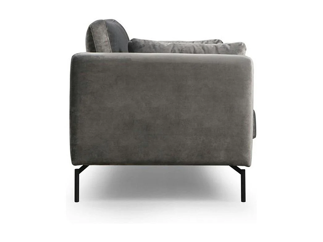 Canapé en velours 2 places gris, accoudoirs fins RANCHI