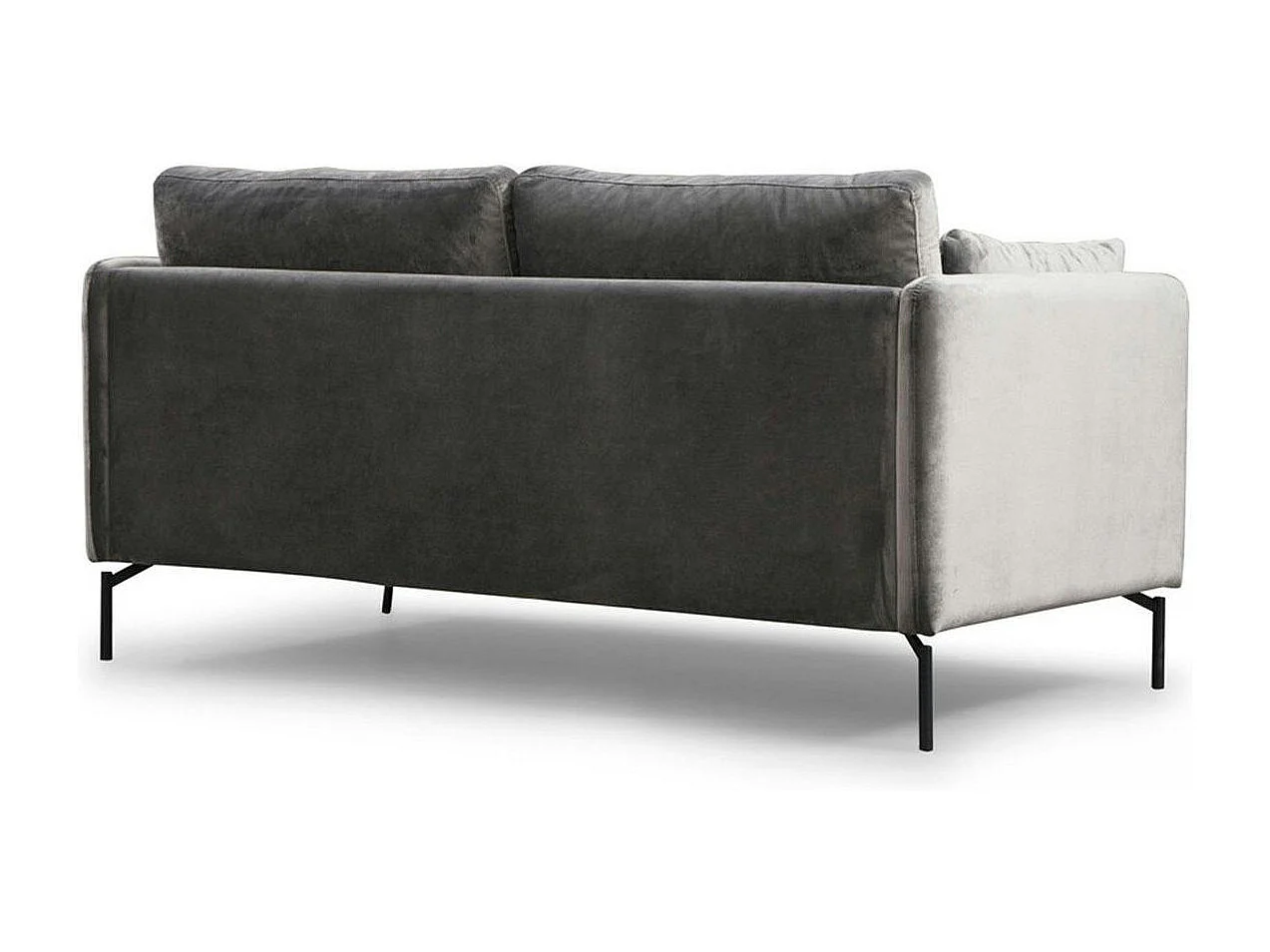 Canapé en velours 2 places gris, accoudoirs fins RANCHI