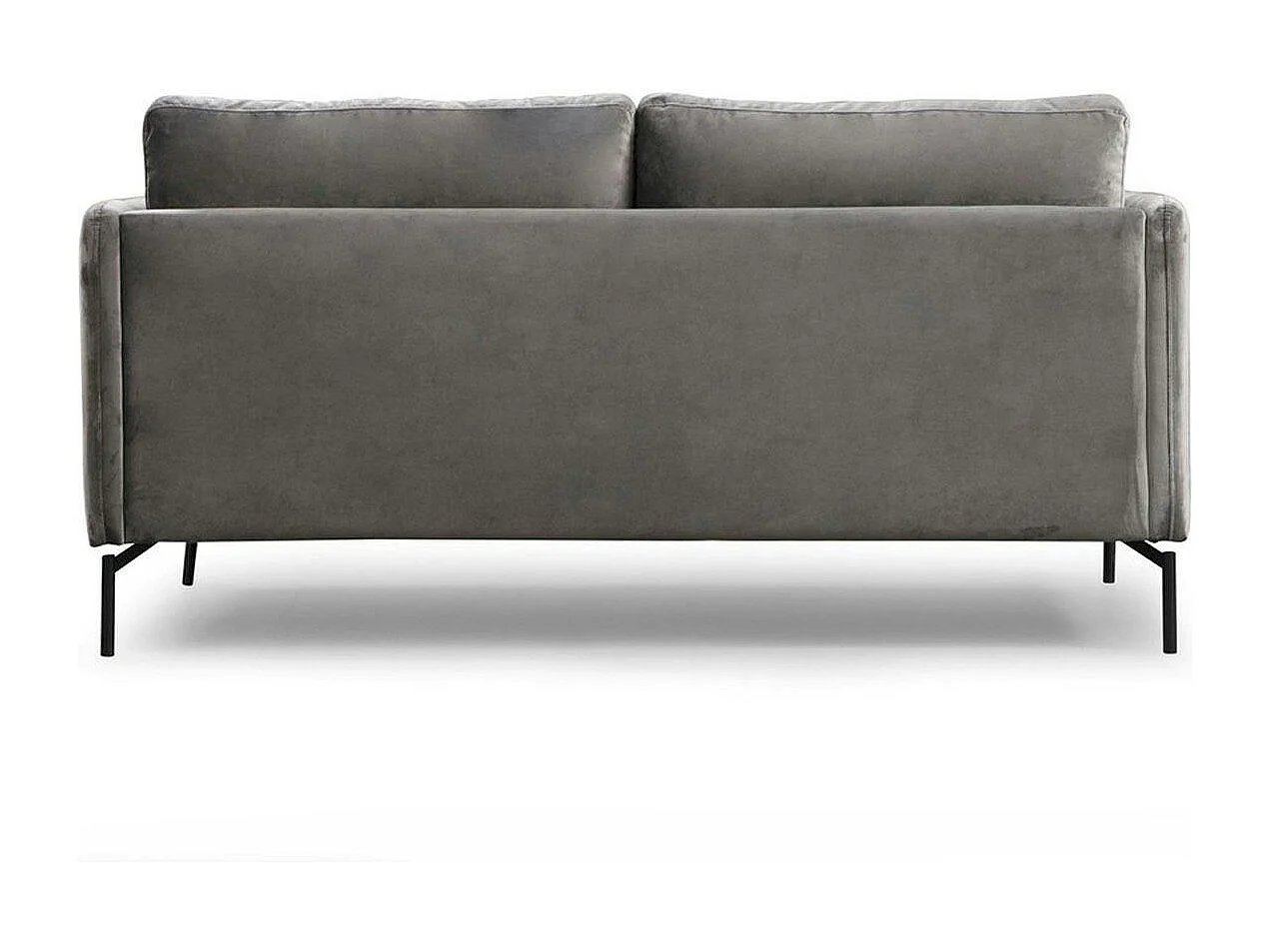 Canapé en velours 2 places gris, accoudoirs fins RANCHI