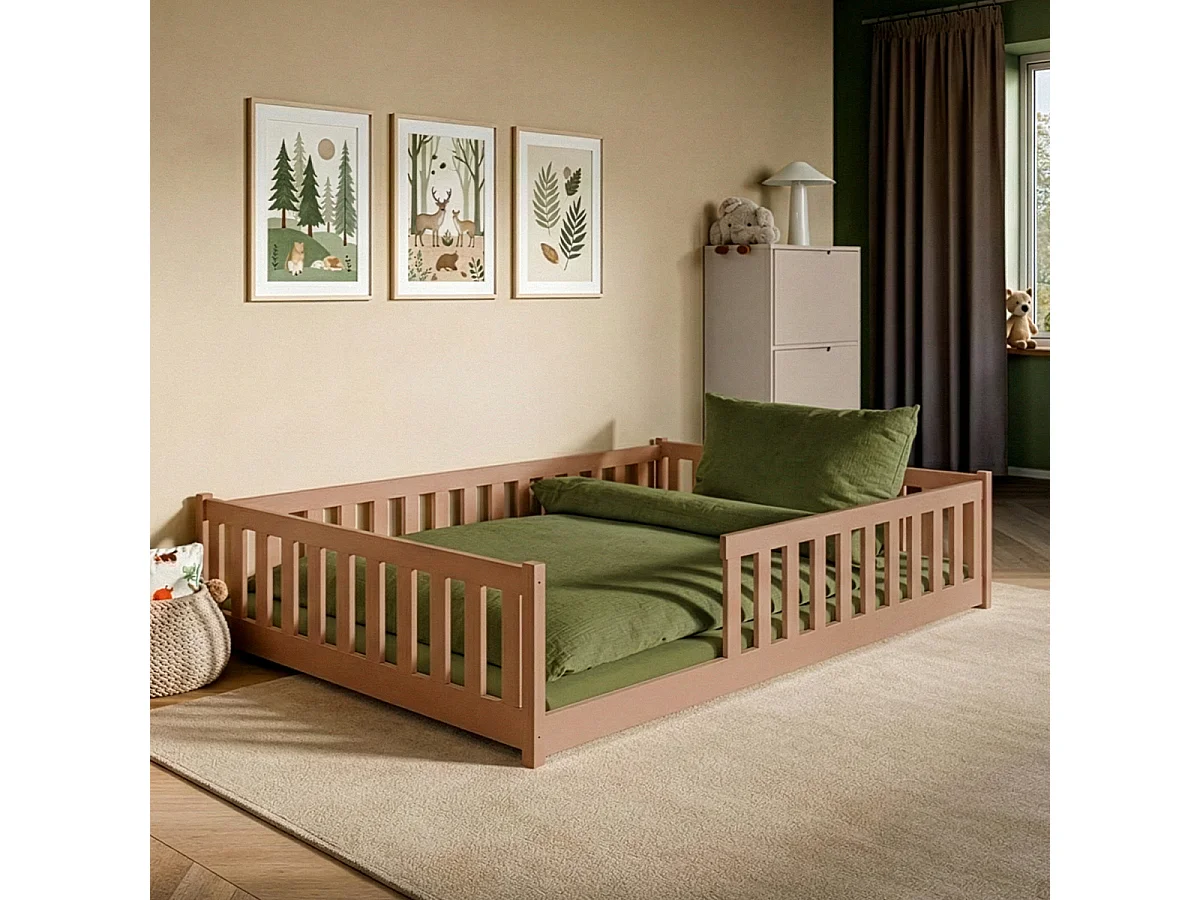Lit au sol 140x200 sommier inclus Maya Marron