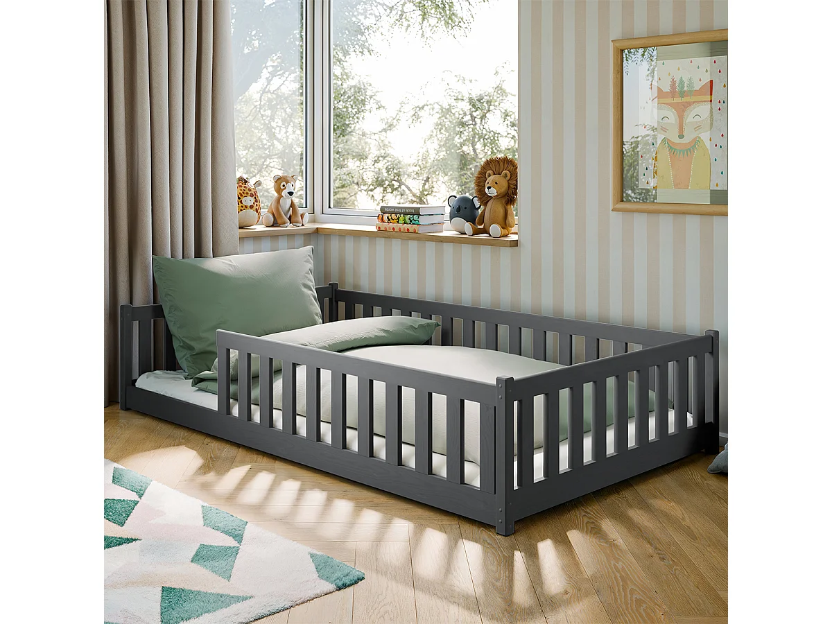 Lit au sol 120x200 sommier inclus Maya Anthracite