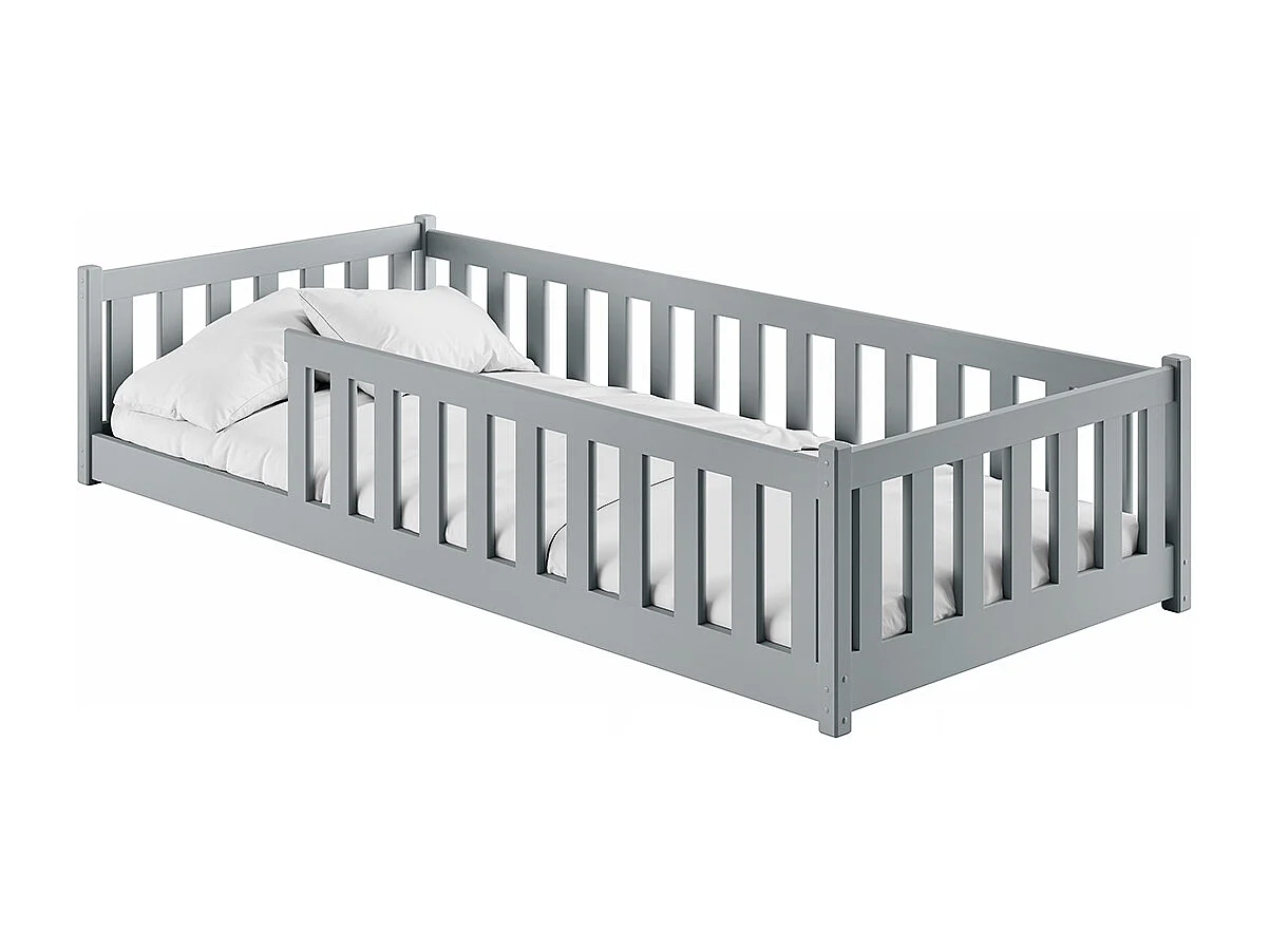 Lit au sol 90x190 sommier inclus Maya Gris