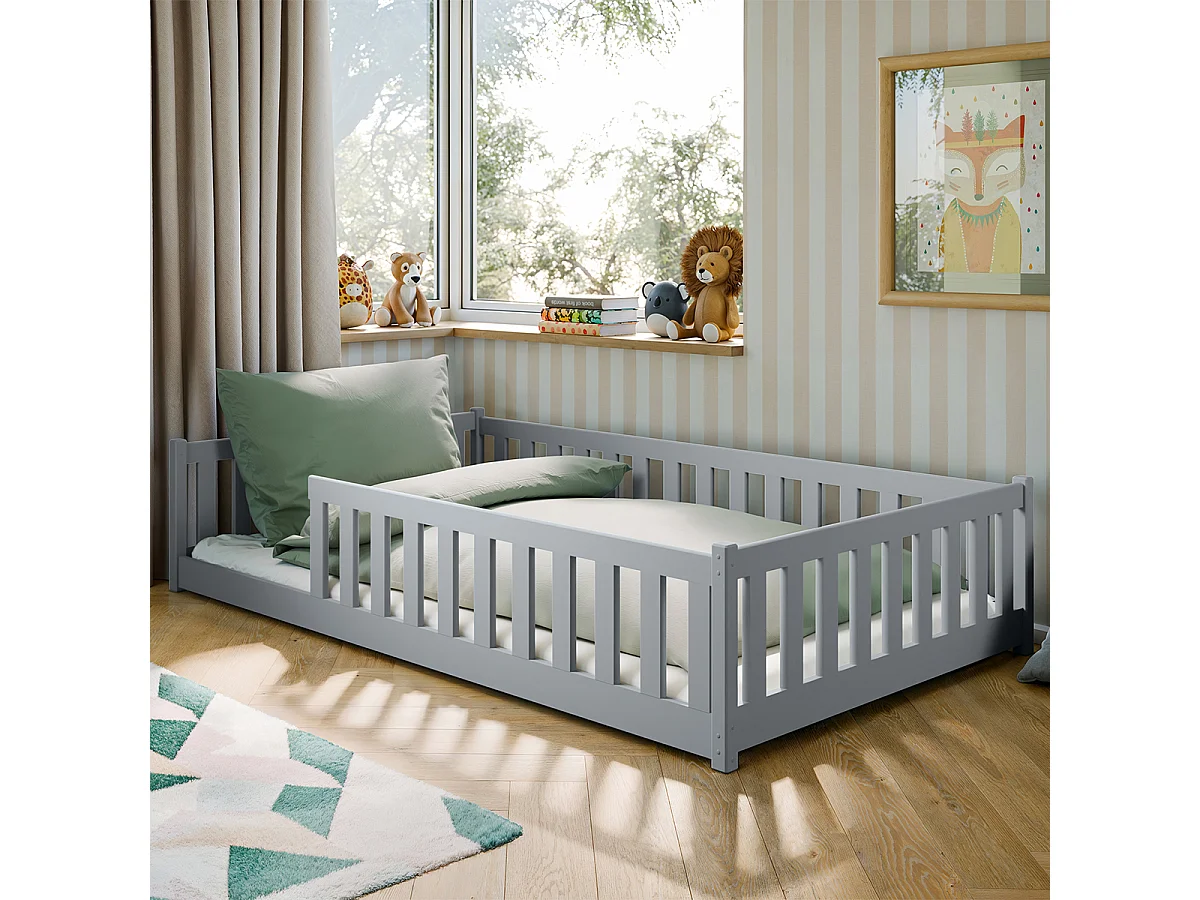 Lit au sol 120x200 sommier inclus Maya Gris