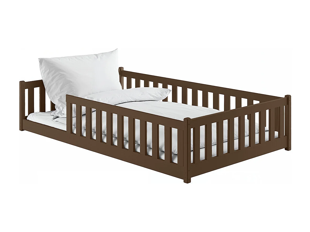 Lit au sol 120x200 sommier inclus Maya Marron foncé