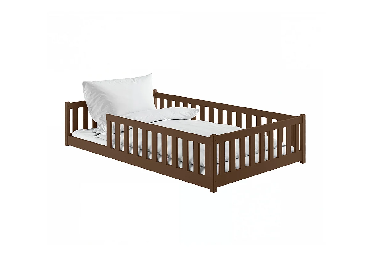Lit au sol 120x200 sommier inclus Maya Marron foncé