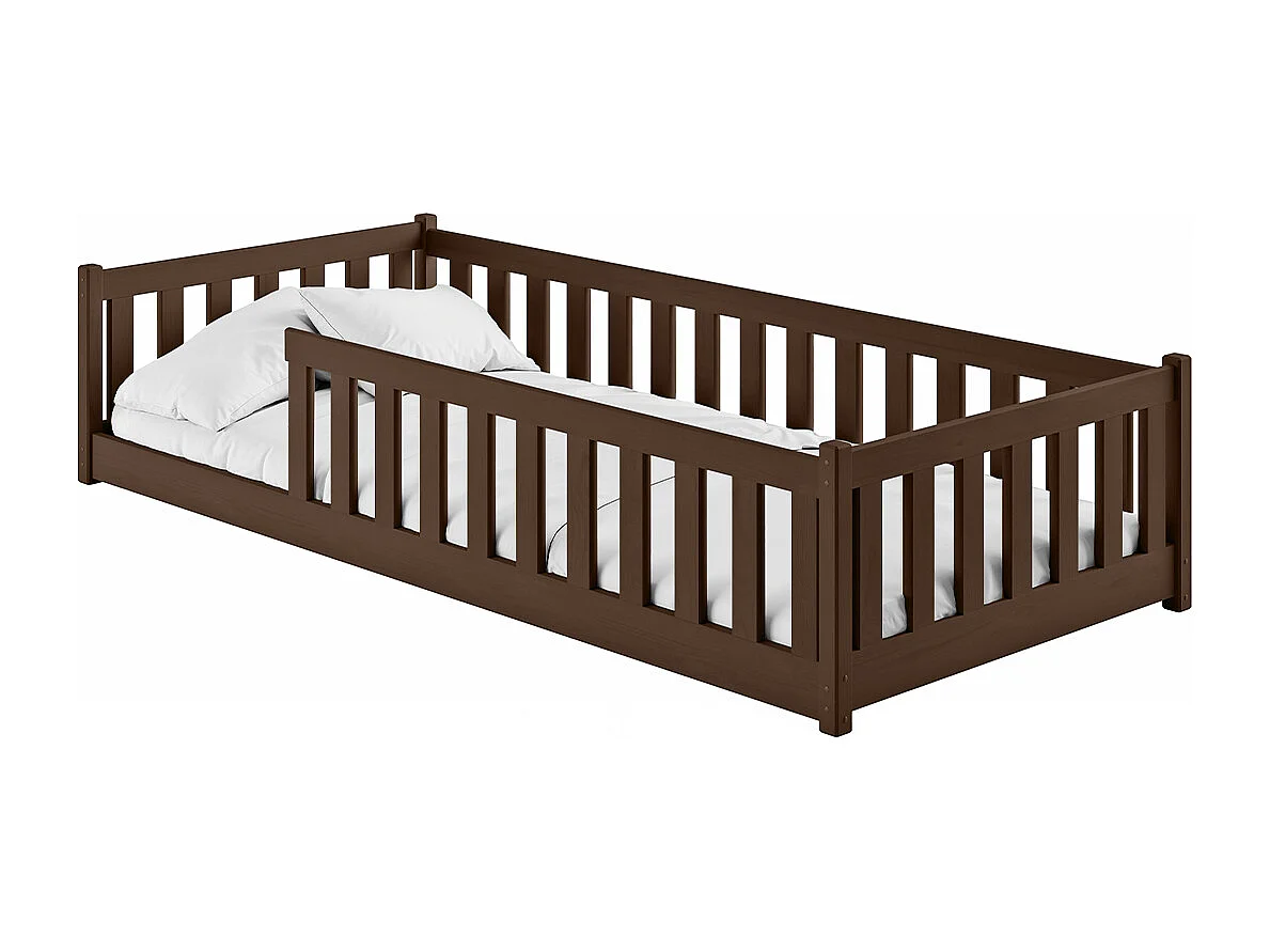 Lit au sol 90x200 sommier inclus Maya Marron foncé