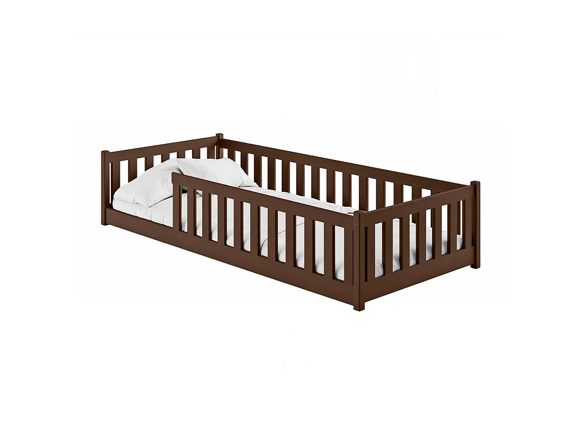 Lit au sol 90x200 sommier inclus Maya Marron foncé