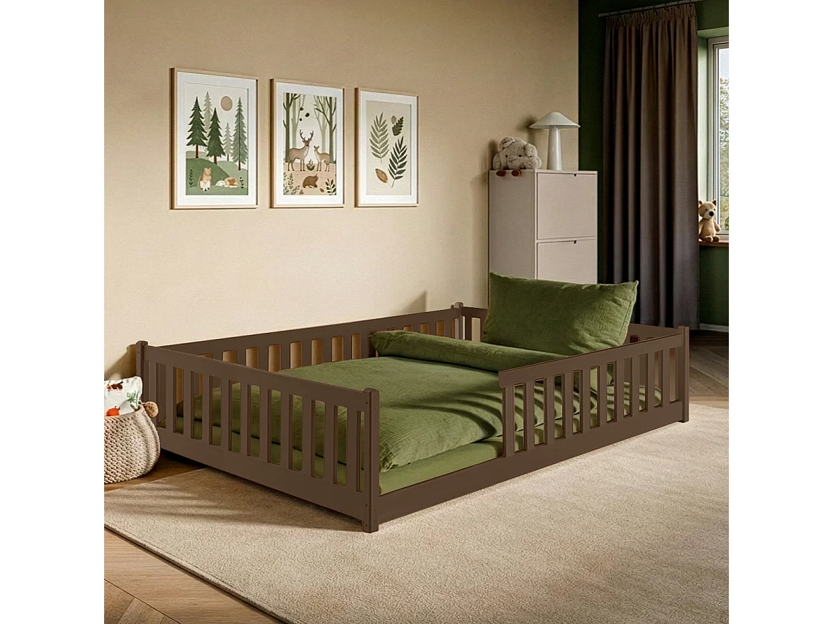 Lit au sol 140x200 sommier inclus Maya Marron foncé