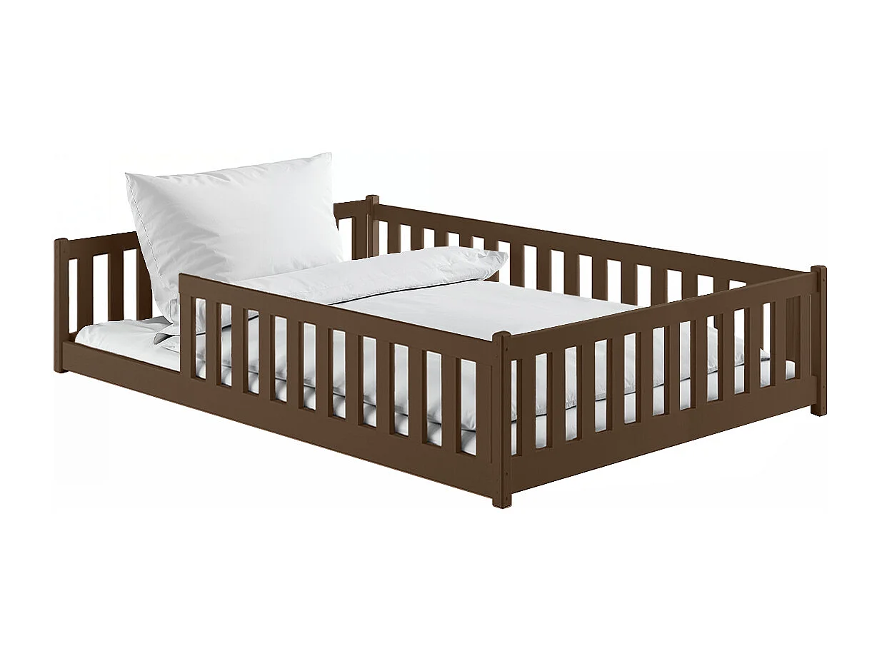 Lit au sol 140x200 sommier inclus Maya Marron foncé