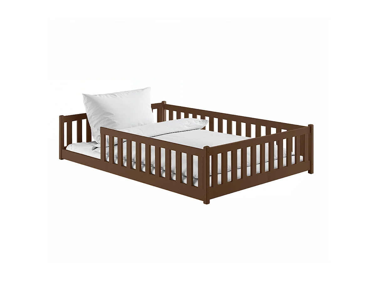 Lit au sol 140x200 sommier inclus Maya Marron foncé