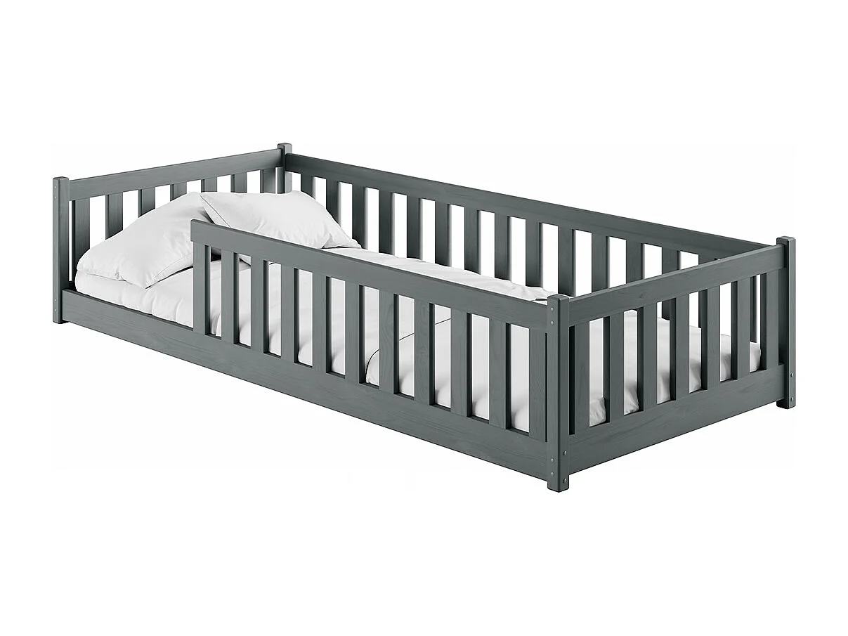 Lit au sol 90x190 sommier inclus Maya Anthracite