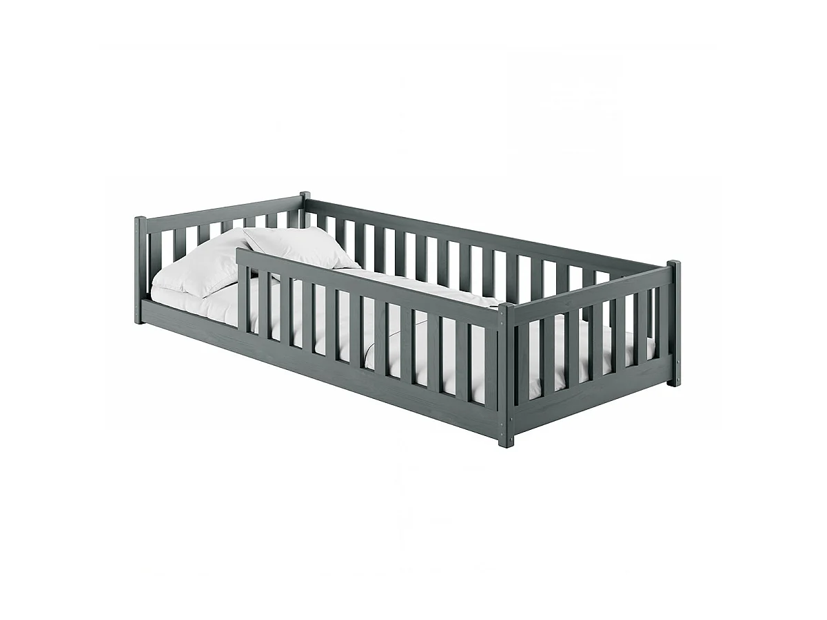 Lit au sol 90x190 sommier inclus Maya Anthracite