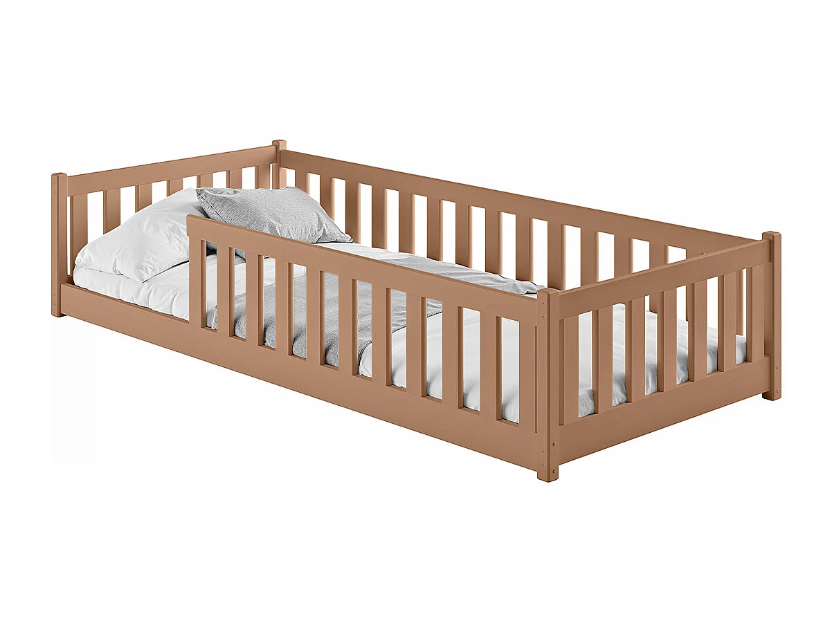 Lit au sol 90x190 sommier inclus Maya Marron