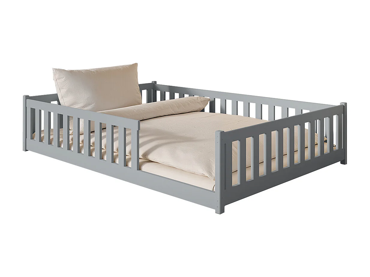 Lit au sol 140x200 sommier inclus Maya Gris