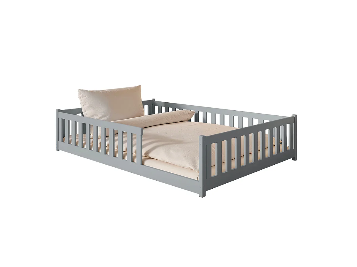 Lit au sol 140x200 sommier inclus Maya Gris