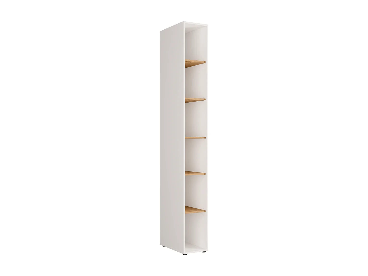 Bibliothèque avec 6 niches - Blanc et Naturel - RAPILI