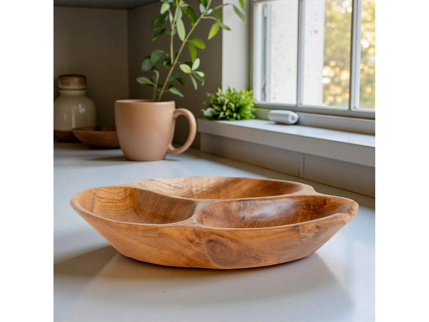 Plat apéro bois design organique 3 cases ARIZONA