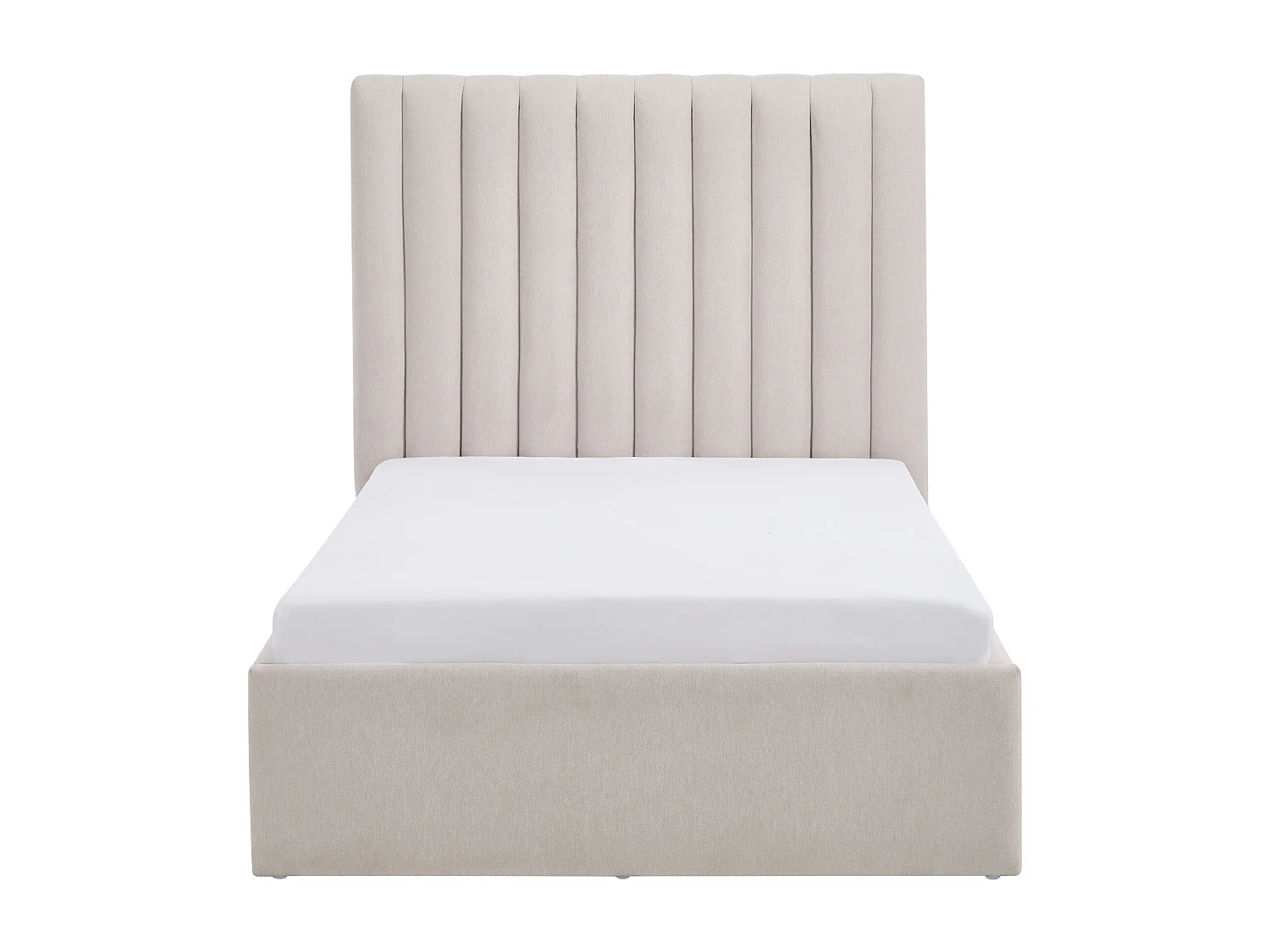 Lit coffre 90 x 200 cm – Tissu – Beige + Matelas – SARANELI